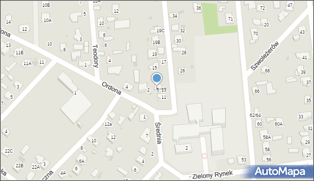 Grodzisk Mazowiecki, Ordona J., 5, mapa Grodzisk Mazowiecki