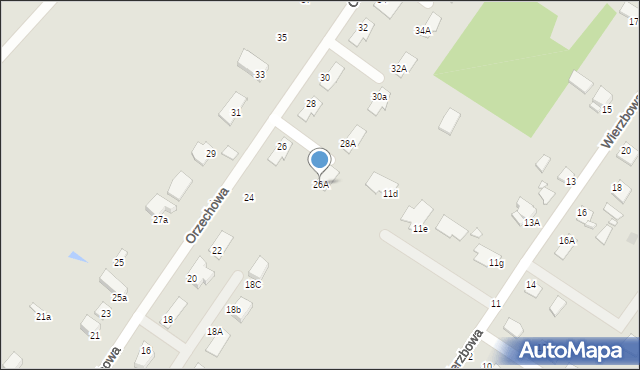 Grudziądz, Orzechowa, 26A, mapa Grudziądza