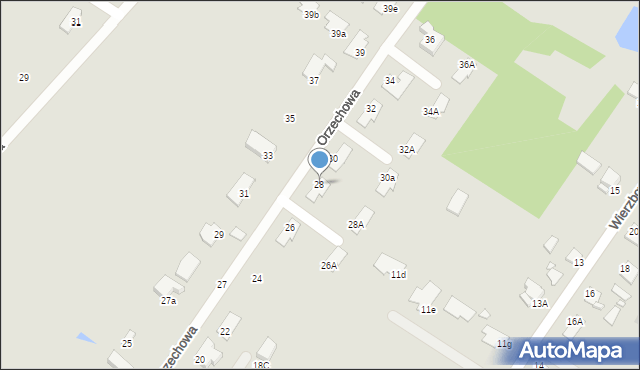 Grudziądz, Orzechowa, 28, mapa Grudziądza
