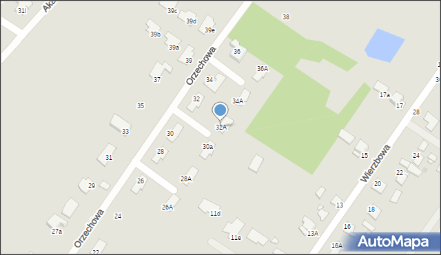 Grudziądz, Orzechowa, 32A, mapa Grudziądza