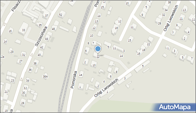 Gryfino, Orląt Lwowskich, 12, mapa Gryfino