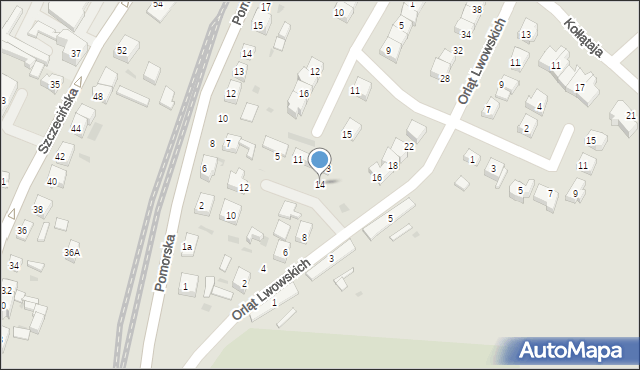 Gryfino, Orląt Lwowskich, 14, mapa Gryfino