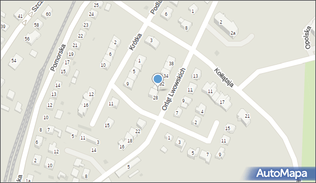 Gryfino, Orląt Lwowskich, 30, mapa Gryfino