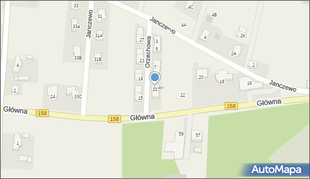 Janczewo, Orzechowa, 11, mapa Janczewo