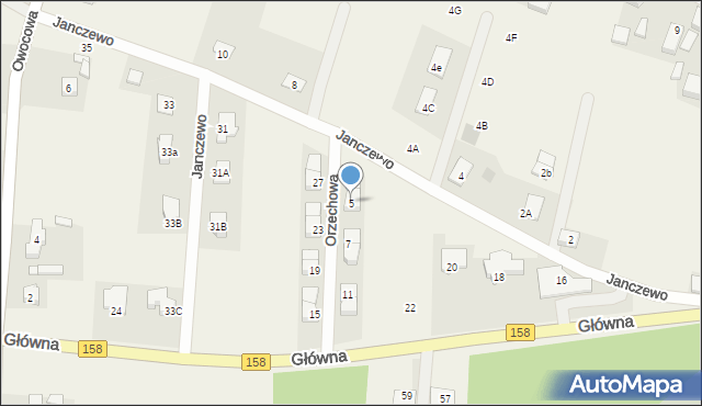 Janczewo, Orzechowa, 5, mapa Janczewo