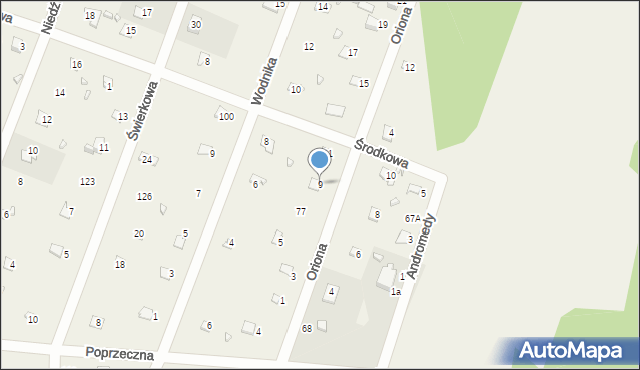 Jerzyska, Oriona, 9, mapa Jerzyska