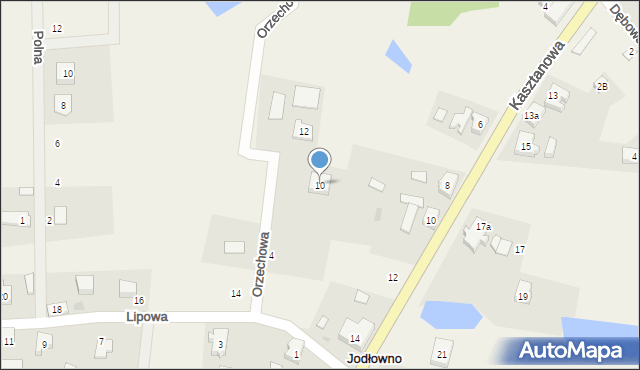 Jodłowno, Orzechowa, 10, mapa Jodłowno