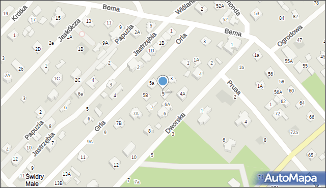 Józefów, Orla, 5, mapa Józefów