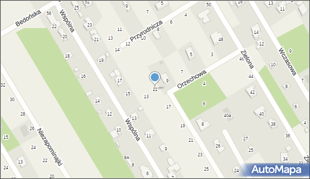 Justynów, Orzechowa, 11, mapa Justynów