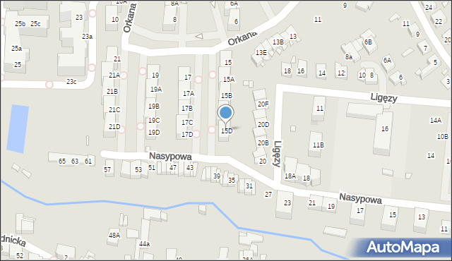Katowice, Orkana Władysława, 15D, mapa Katowic