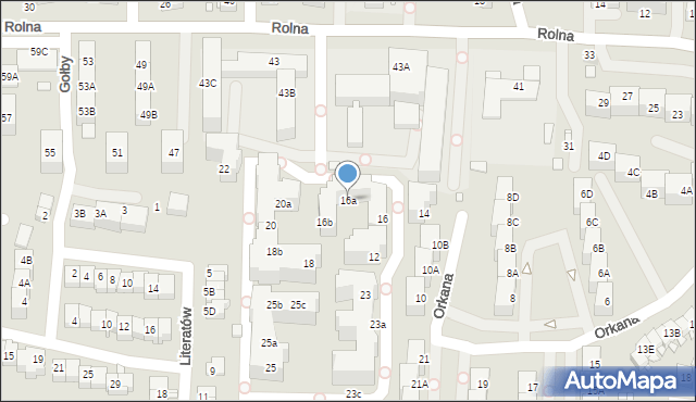 Katowice, Orkana Władysława, 16a, mapa Katowic