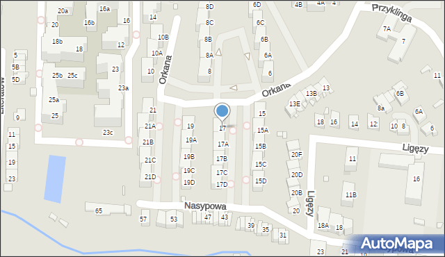Katowice, Orkana Władysława, 17, mapa Katowic