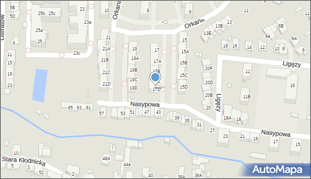 Katowice, Orkana Władysława, 17D, mapa Katowic