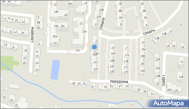 Katowice, Orkana Władysława, 21B, mapa Katowic