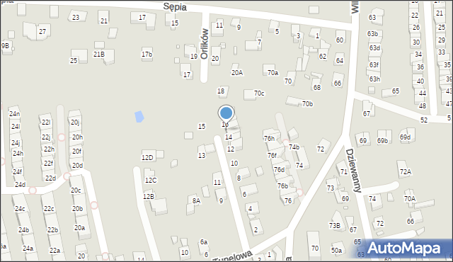 Katowice, Orlików, 14A, mapa Katowic
