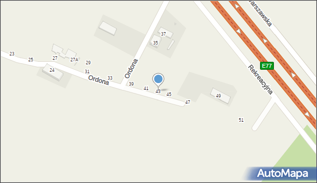 Kazuń Nowy, Ordona, 43, mapa Kazuń Nowy