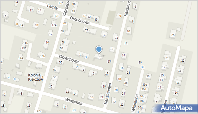Kiełczów, Orzechowa, 5, mapa Kiełczów