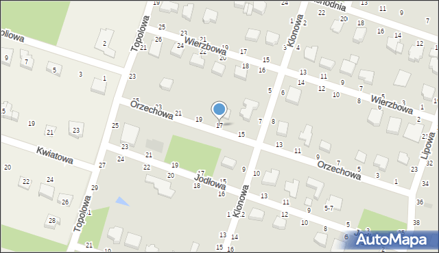 Koluszki, Orzechowa, 17, mapa Koluszki