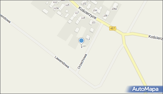 Kościerzyce, Orzechowa, 4, mapa Kościerzyce
