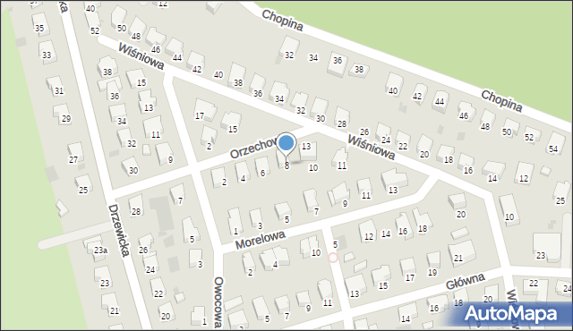 Kostrzyn nad Odrą, Orzechowa, 8, mapa Kostrzyn nad Odrą
