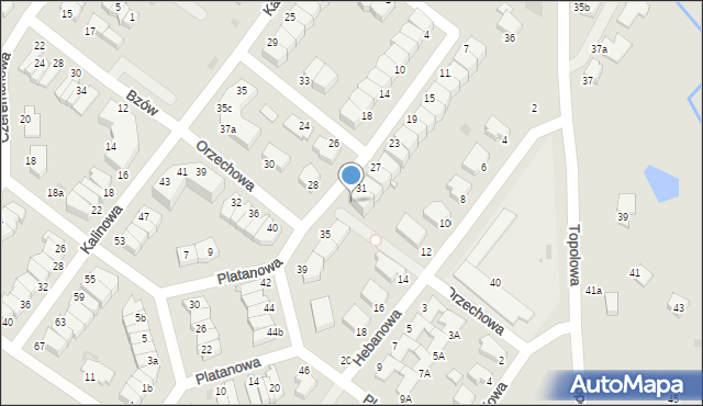 Koszalin, Orzechowa, 33, mapa Koszalina