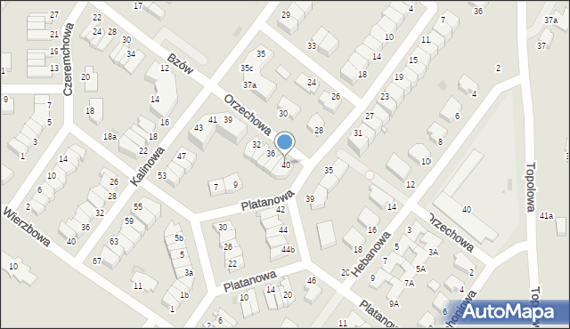 Koszalin, Orzechowa, 40, mapa Koszalina