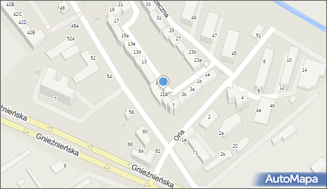 Koszalin, Orla, 11a, mapa Koszalina