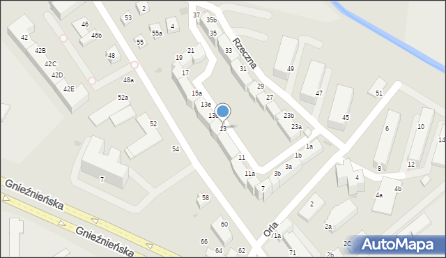 Koszalin, Orla, 13, mapa Koszalina