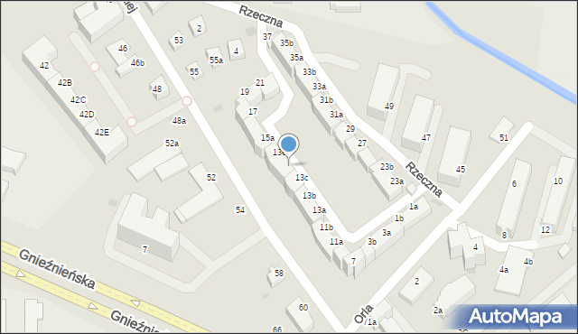 Koszalin, Orla, 13d, mapa Koszalina