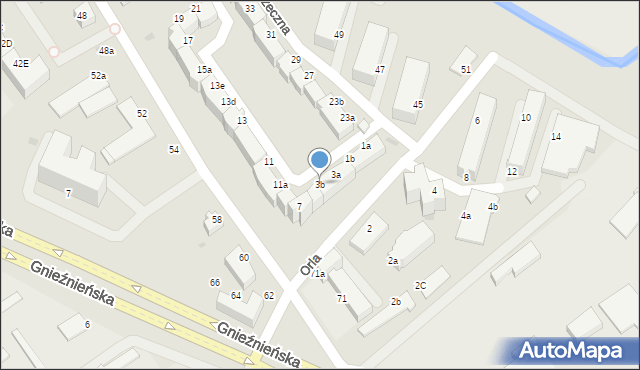 Koszalin, Orla, 3b, mapa Koszalina