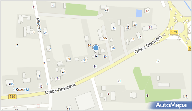 Kozerki, Orlicz-Dreszera Gustawa, gen., 32, mapa Kozerki