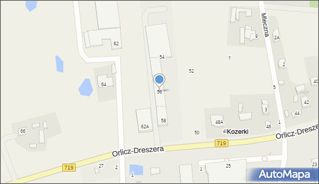 Kozerki, Orlicz-Dreszera Gustawa, gen., 56, mapa Kozerki