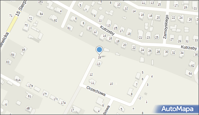 Kozłów Biskupi, Orzechowa, 14, mapa Kozłów Biskupi