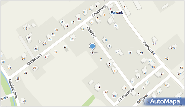 Kozy, Orlików, 9, mapa Kozy