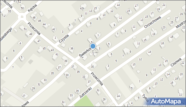 Kozy, Orzechowa, 1, mapa Kozy