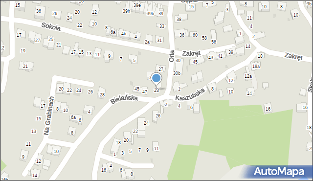 Kraków, Orla, 23, mapa Krakowa