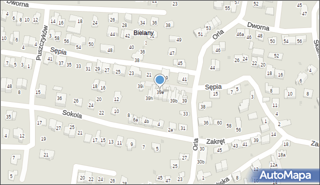 Kraków, Orla, 39e, mapa Krakowa