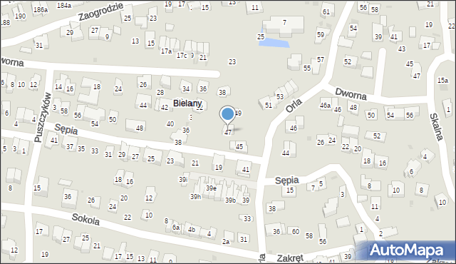 Kraków, Orla, 47, mapa Krakowa