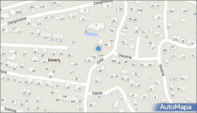 Kraków, Orla, 53b, mapa Krakowa