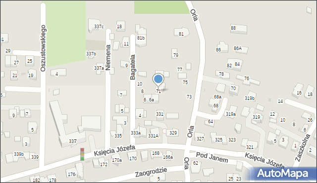 Kraków, Orla, 71, mapa Krakowa