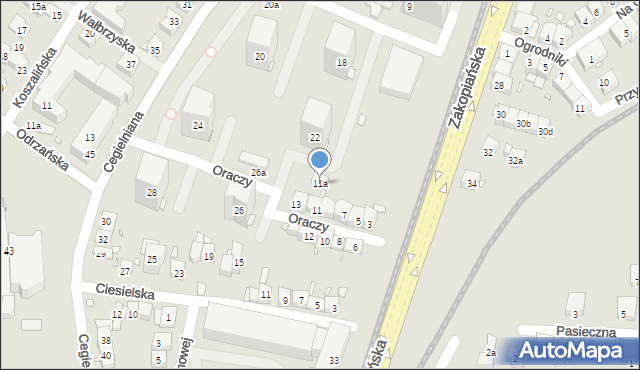 Kraków, Oraczy, 11a, mapa Krakowa