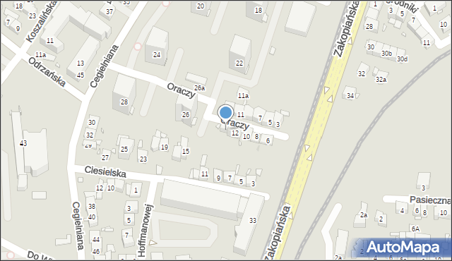 Kraków, Oraczy, 14, mapa Krakowa