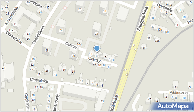 Kraków, Oraczy, 11, mapa Krakowa