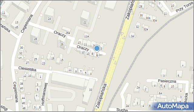 Kraków, Oraczy, 6, mapa Krakowa