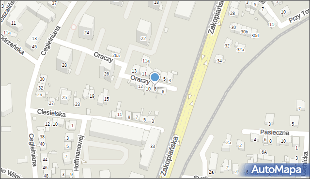 Kraków, Oraczy, 8, mapa Krakowa