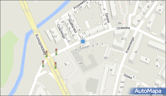 Kraków, Orawska, 12, mapa Krakowa