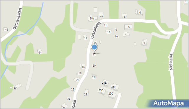 Kraków, Orszańska, 17, mapa Krakowa