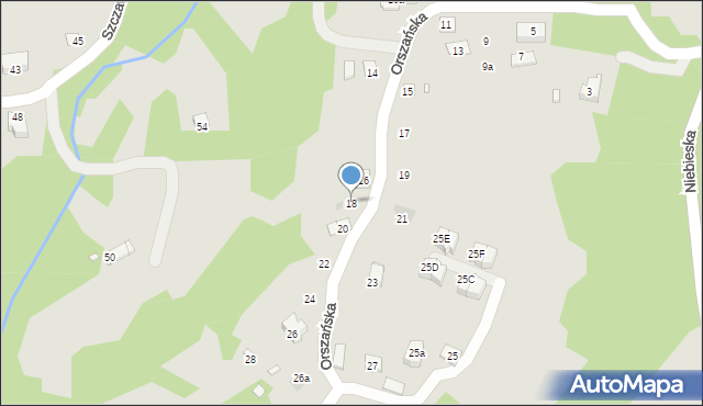 Kraków, Orszańska, 18, mapa Krakowa