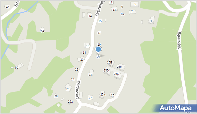 Kraków, Orszańska, 21, mapa Krakowa