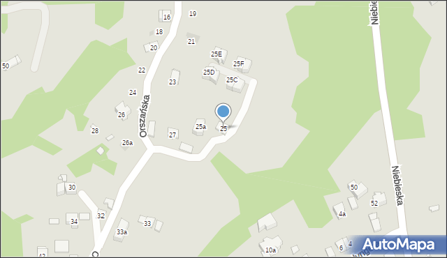 Kraków, Orszańska, 25, mapa Krakowa